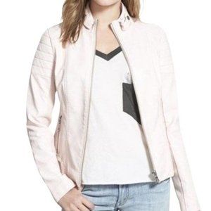 Sam Edelman Pink Faux Leather Moto Jacket, Large